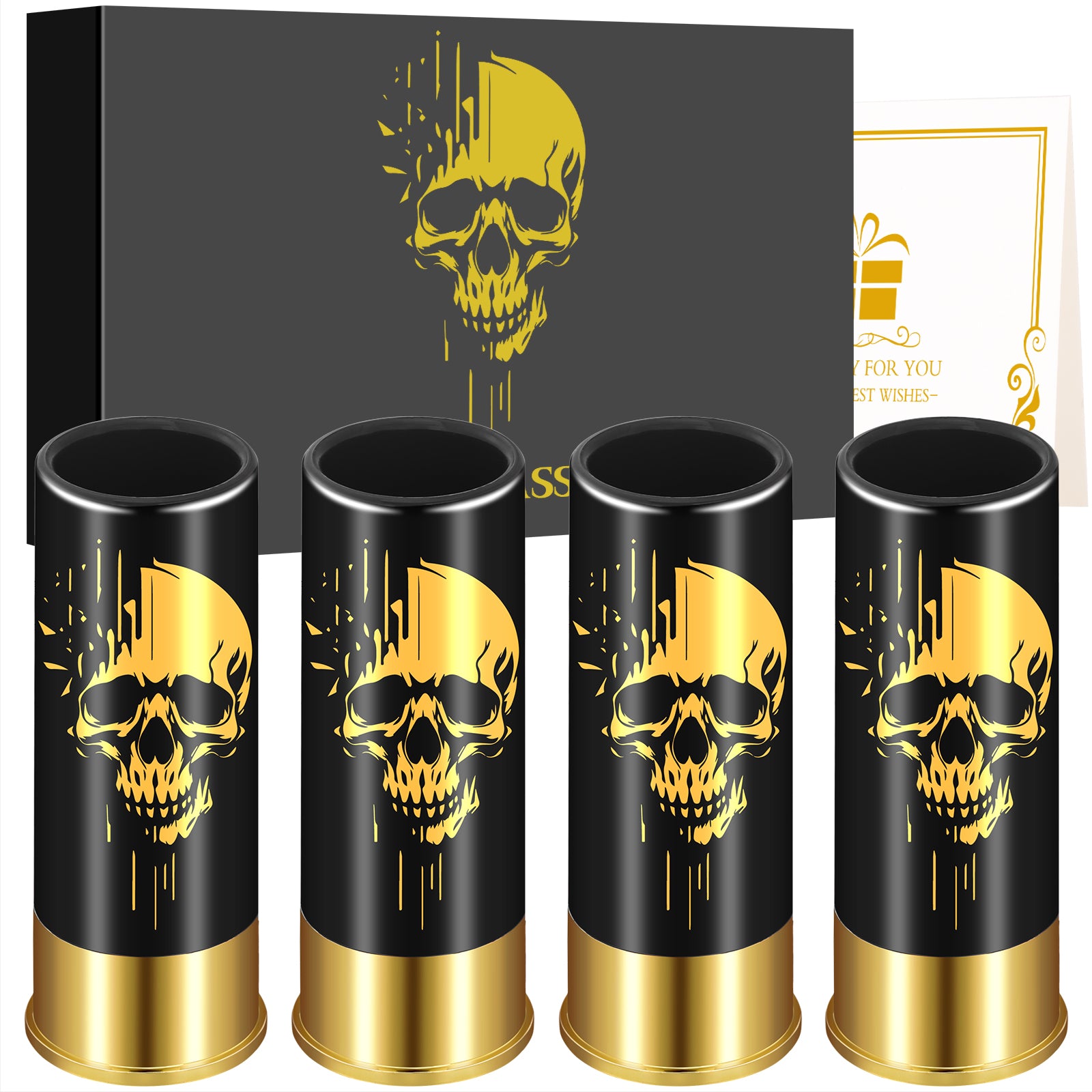 4pcs Skull Shot Glasses, 1.5oz - Reusable, High-Quality Plastic Bullet Cups For Whiskey, Cocktails & Wine, Perfect For Bars, Parties & Gifts