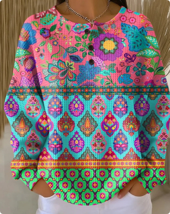 Woolen Button V-Neck Women's Sweater