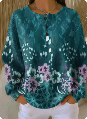 Woolen Button V-Neck Women's Sweater